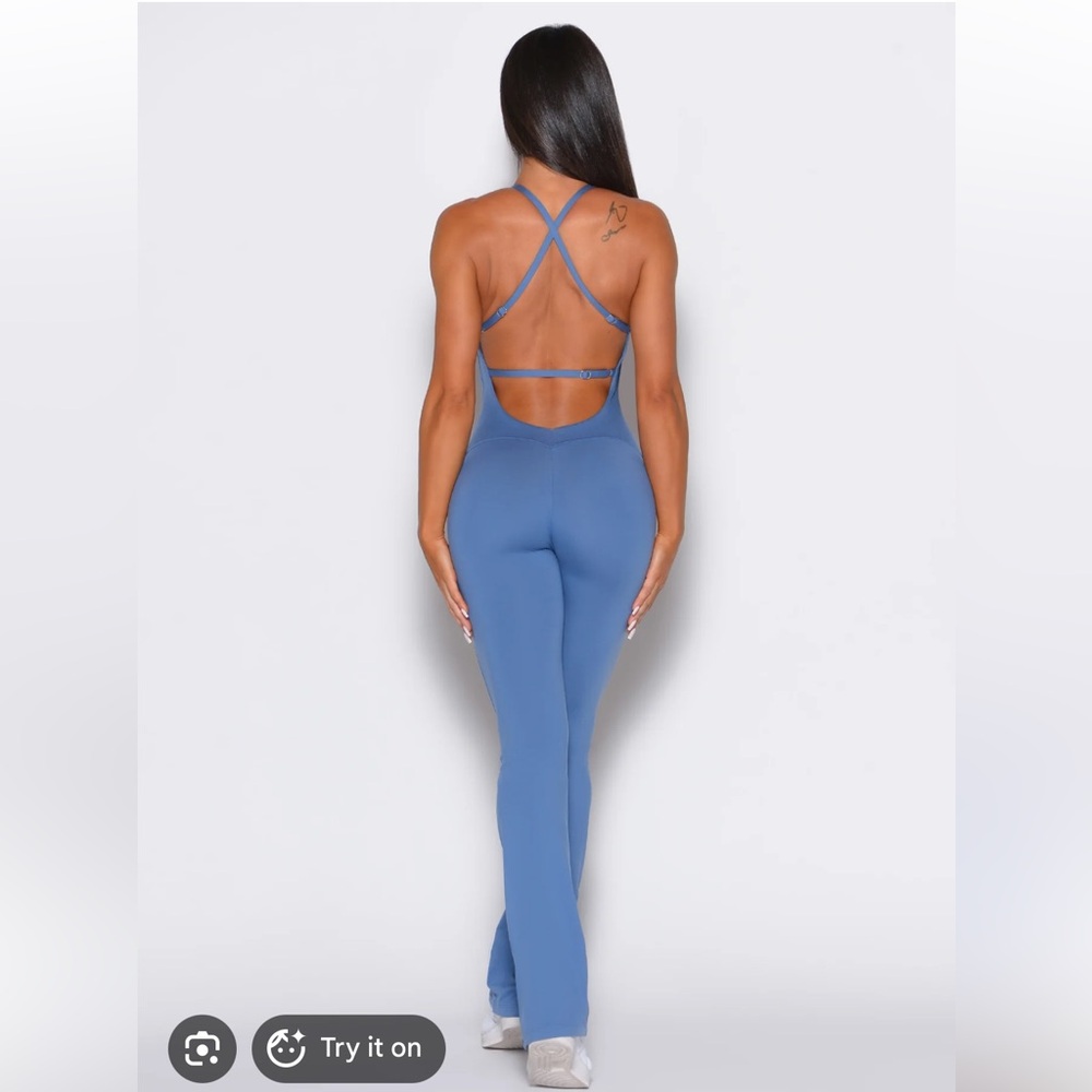 Bombshell Sportswear Strappy Blue Jumpsuit